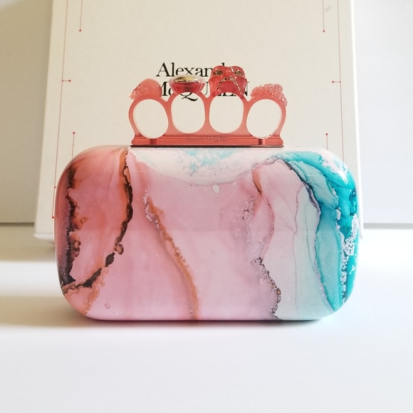 Alexander McQueen Handbags - Alexander McQueen Skull Four-Ring Box Clutch Multicolor